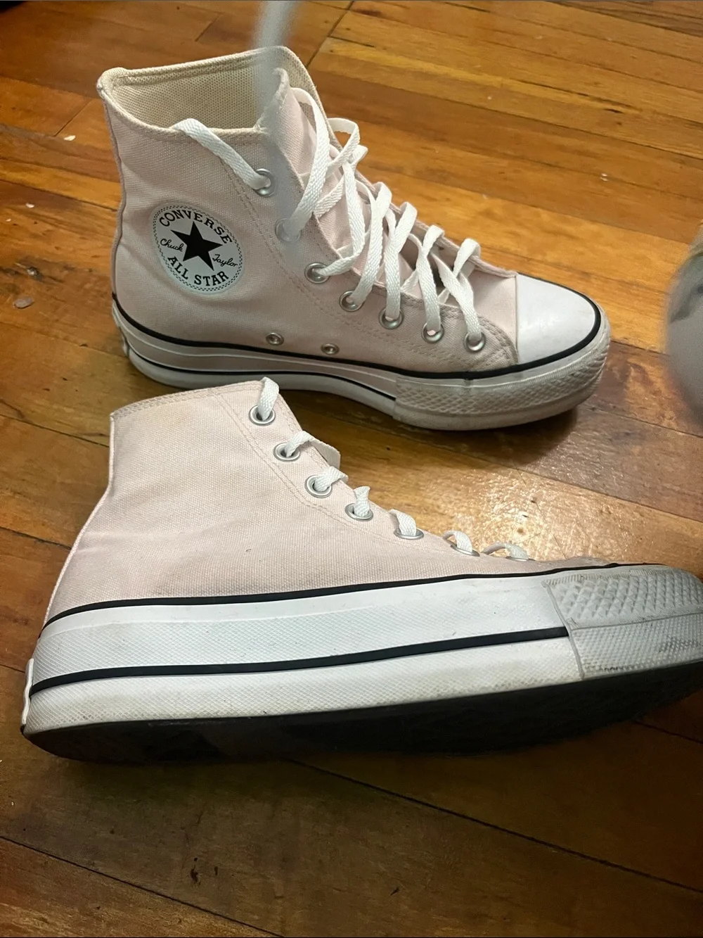 Converse chuck Taylor  High Top Platform Sneakers - Pale Pink & White - Picture 4 of 8